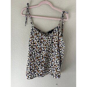 Women's Sanctuary Floral Cami Tank Top Black White XL